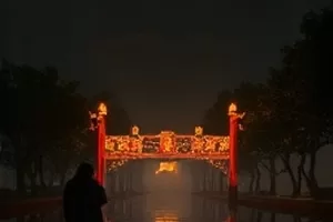 《长风渡岸》高清视频封面，古渡口黄昏下的船影与远山